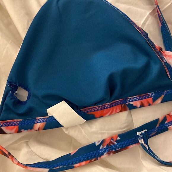 Navy Floral Bikini Size M New in Package - Picture 2 of 6